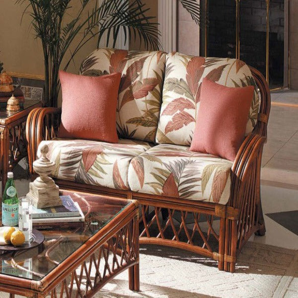 Replacement Cushions for South Sea Rattan Antigua Love Seat Front View