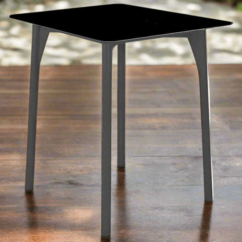 Skyline Design Rodona Aluminum Outdoor Square Pub Table with Glass