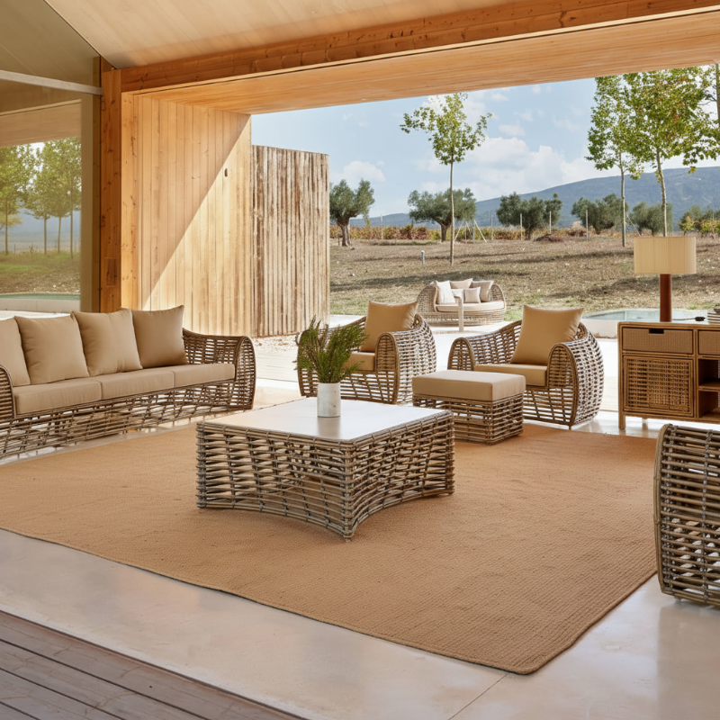 Skyline Design Ruby Wicker Outdoor Coffee Table with Glass