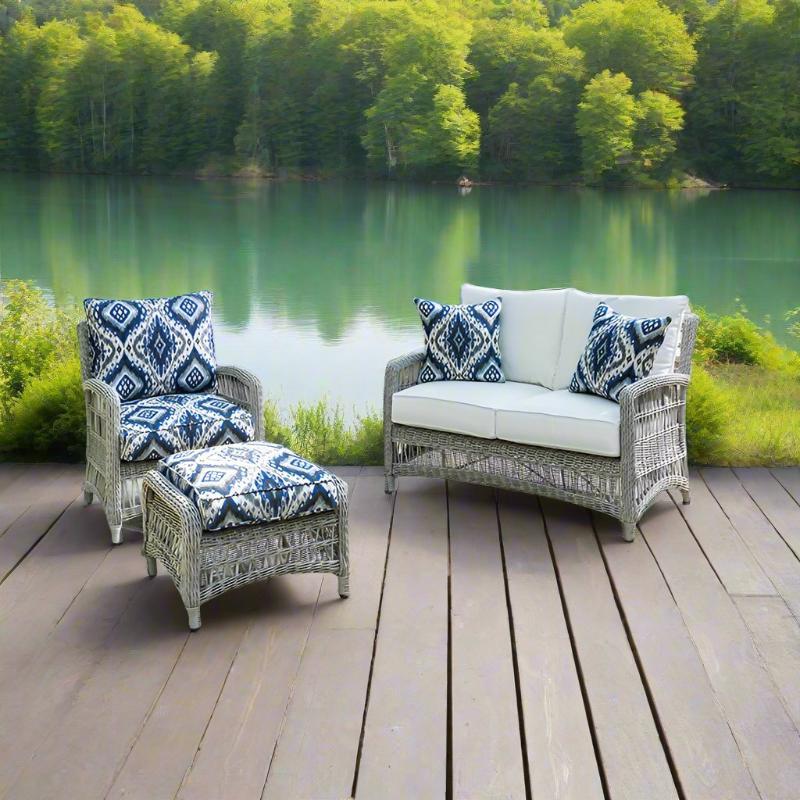 Lloyd Flanders Mackinac Woven Vinyl Outdoor 3‑Person Conversation Set