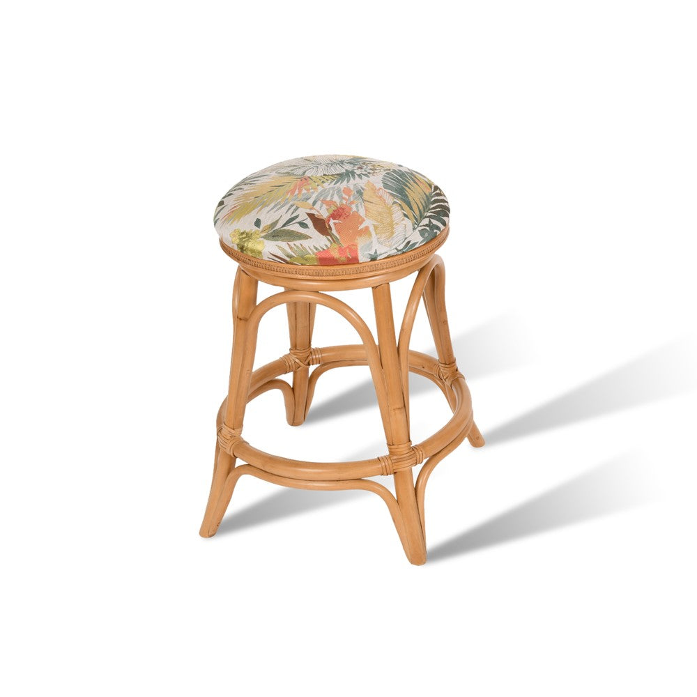 Alexander & Sheridan Serengeti Rattan Indoor 24" Swivel Backless Barstool