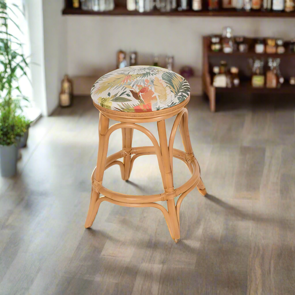 Alexander & Sheridan Serengeti Rattan Indoor 24" Swivel Backless Barstool