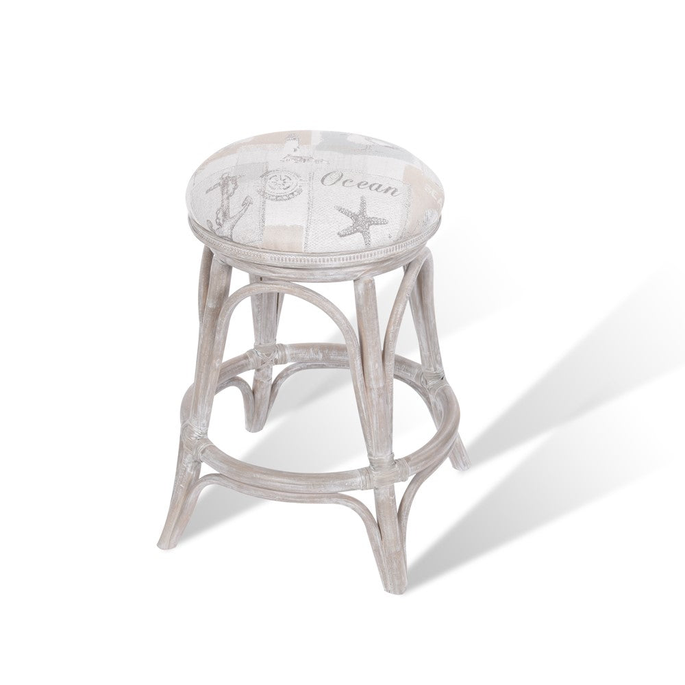 Alexander & Sheridan Serengeti Rattan Indoor 24" Swivel Backless Barstool