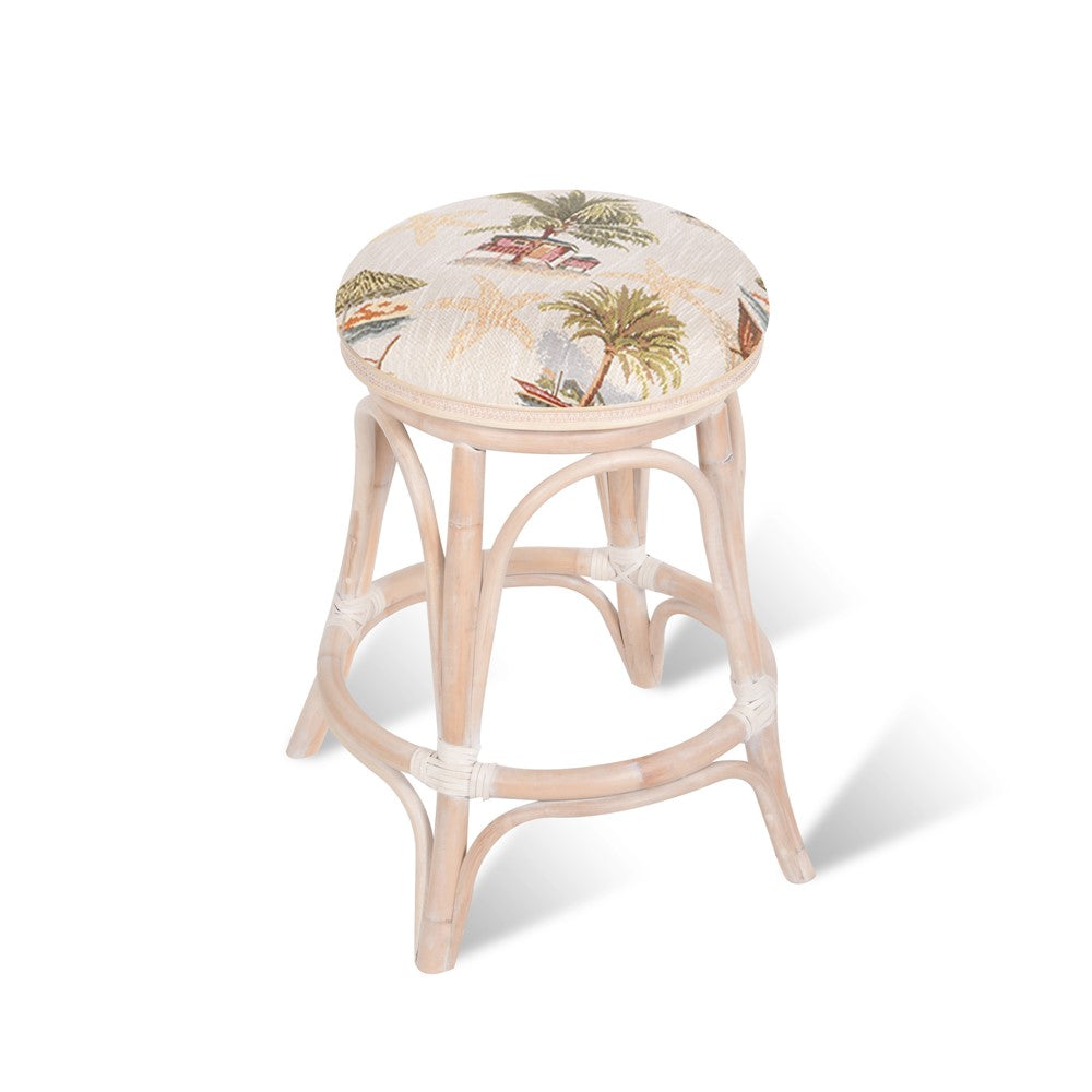 Alexander & Sheridan Serengeti Rattan Indoor 24" Swivel Backless Barstool