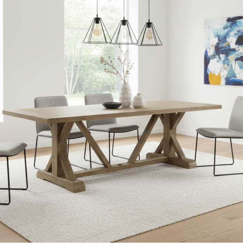 Sunset West Coastal Teak Outdoor Trestle Dining Table