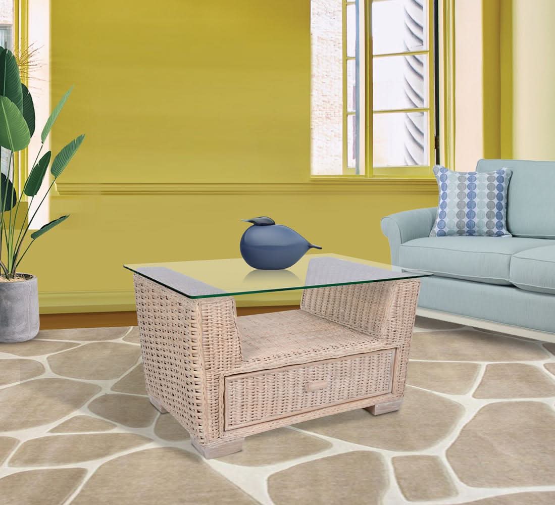 Alexander & Sheridan Sicily Teak Indoor Rectangular Coffee Table with Glass Top