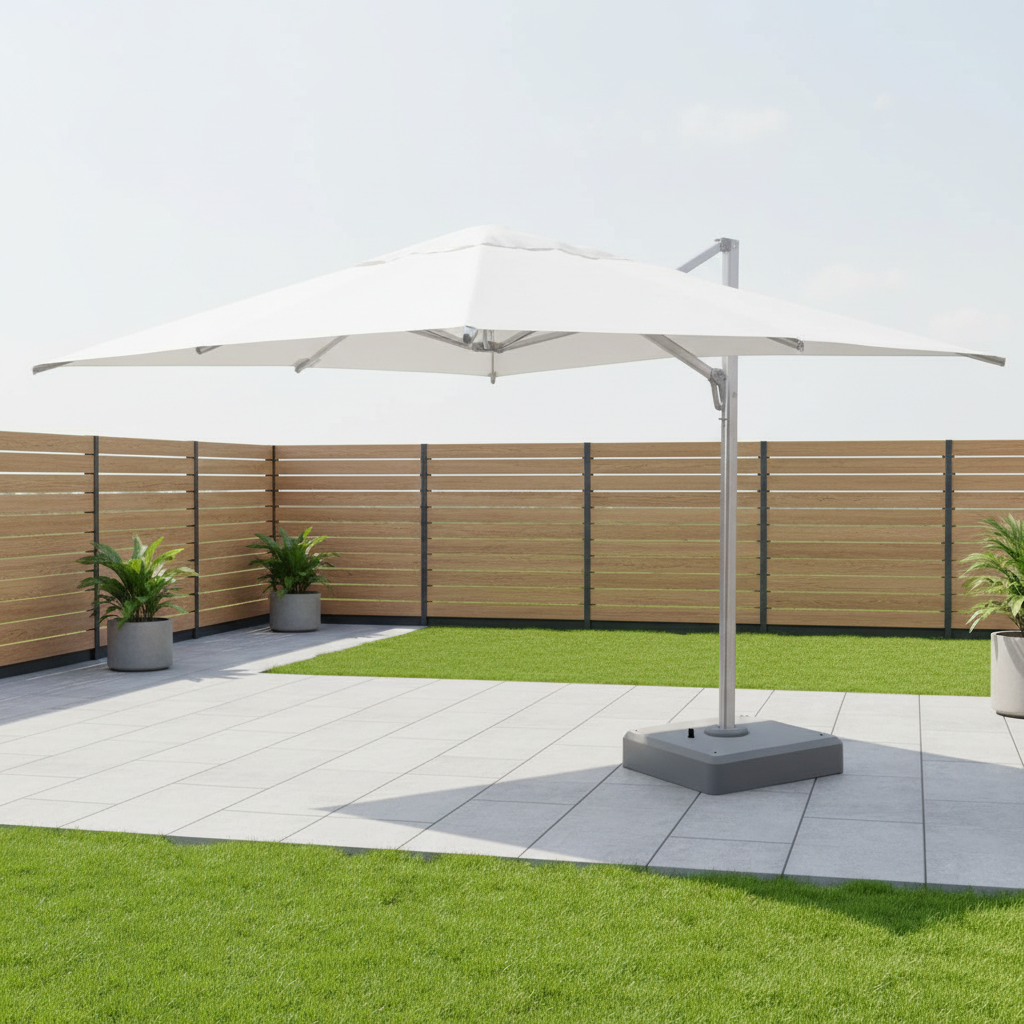 DecoScape The Grand 13' Outdoor Cantilever Umbrella - Mirror Anodized Finish