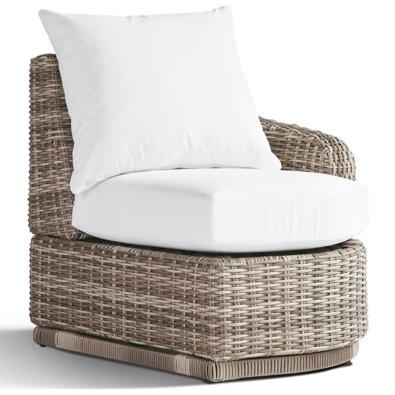 South Sea Rattan Luna Cove Wicker Outdoor Right-Side-Facing Lounge Chair in Scatter Back