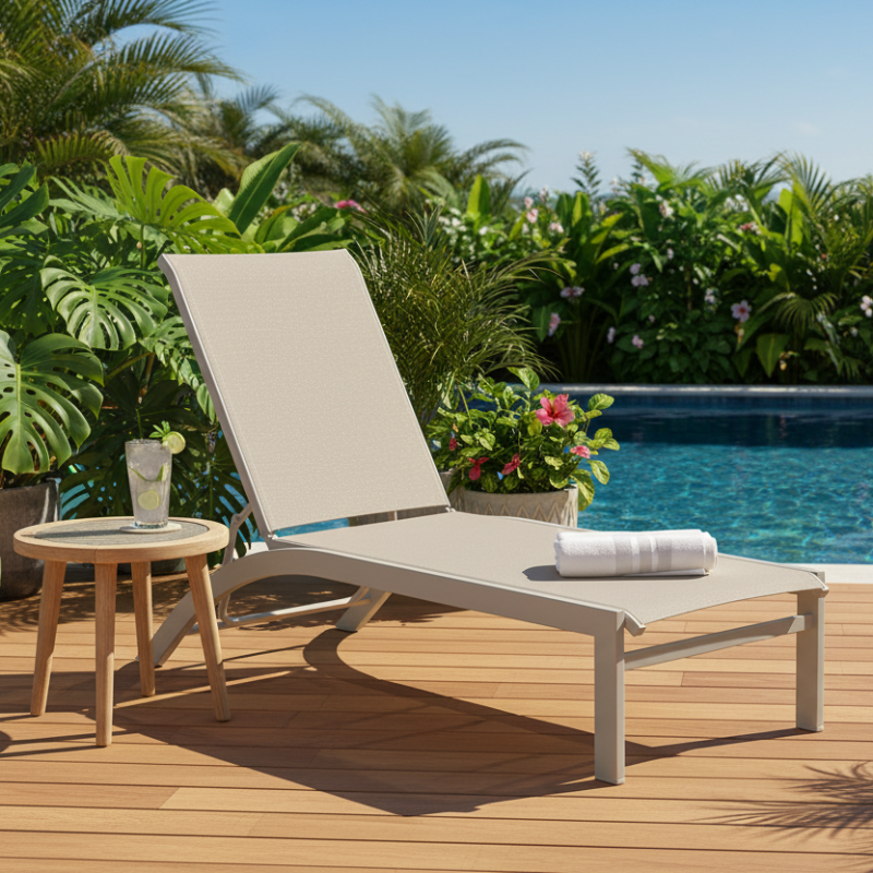 Telescope Casual Kendall Sling Stacking Armless Lay Flat Chaise