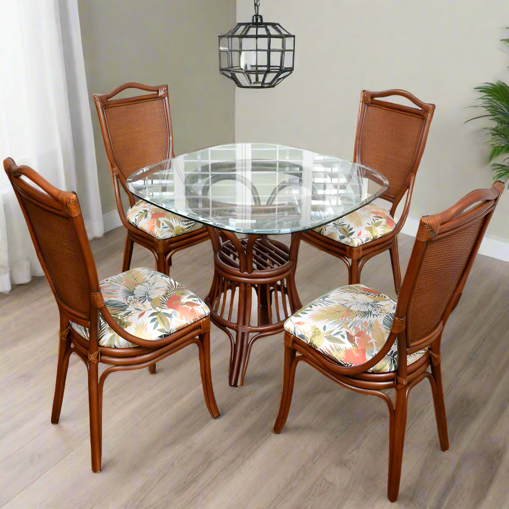 Alexander & Sheridan Serengeti Rattan Indoor 4-Person Dining Set with Armless Chairs