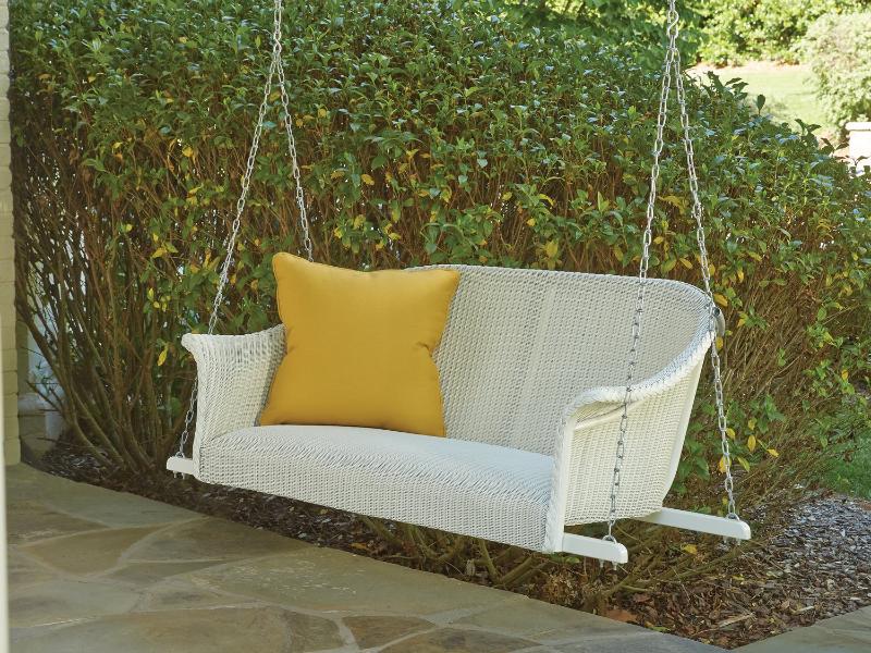 Lloyd Flanders All Seasons Wicker Outdoor Settee Swing with Padded Seat