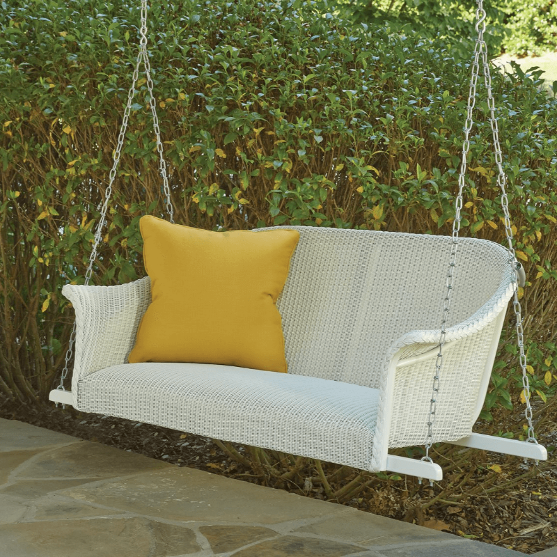 Lloyd Flanders All Seasons Wicker Outdoor Settee Swing with Padded Seat