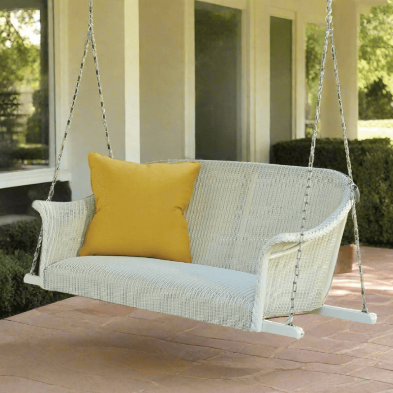 Lloyd Flanders All Seasons Wicker Outdoor Settee Swing with Padded Seat