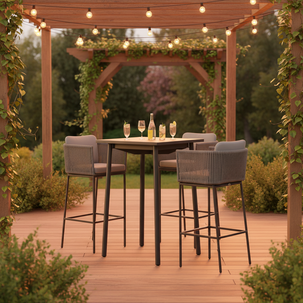 Skyline Design Boston Aluminum Rope Outdoor 4-Person Pub Set