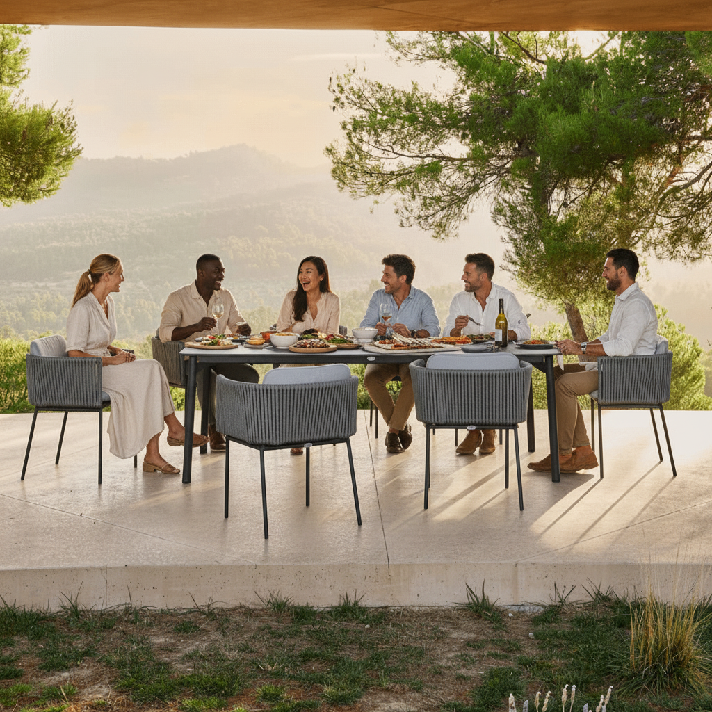 Skyline Design Boston Aluminum Rope Outdoor 6-Person Rectangular Dining Set