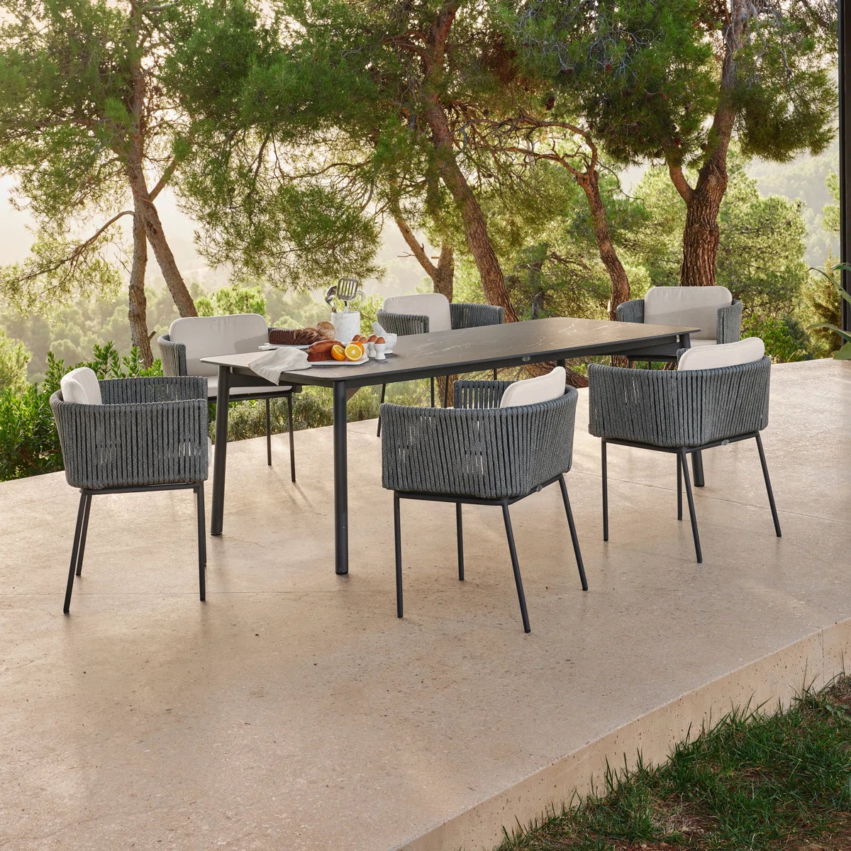 Skyline Design Boston Aluminum Rope Outdoor 6-Person Rectangular Dining Set