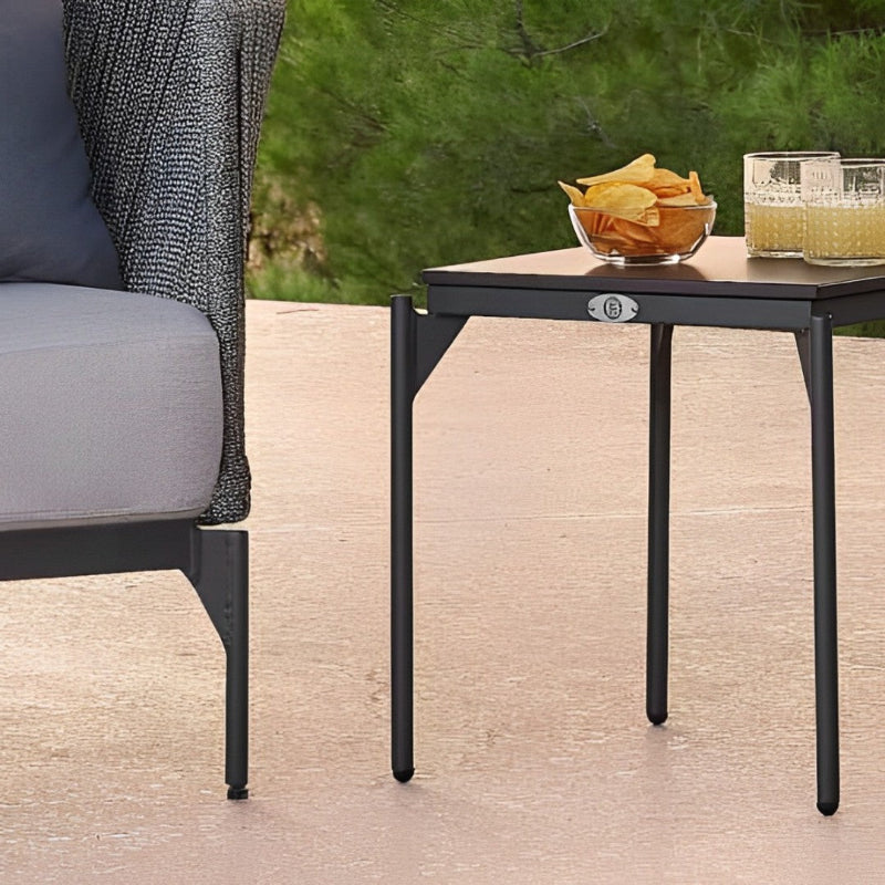 Skyline Design Boston Aluminum Outdoor Side Table with Glass