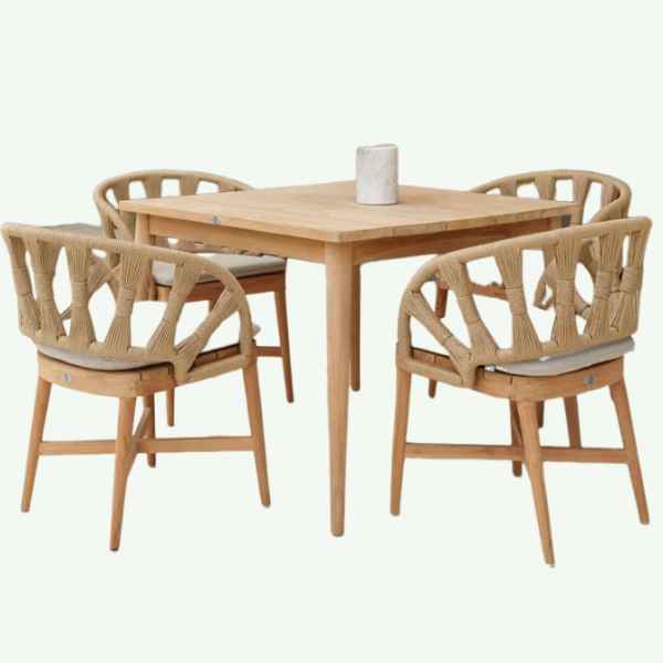 Skyline Design Krabi Teak Outdoor 4-Person Square Dining Set