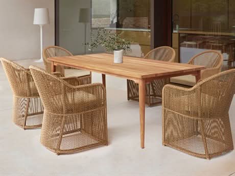 Skyline Design Calixto Aluminum Outdoor 6-Person Rectangular Dining Set