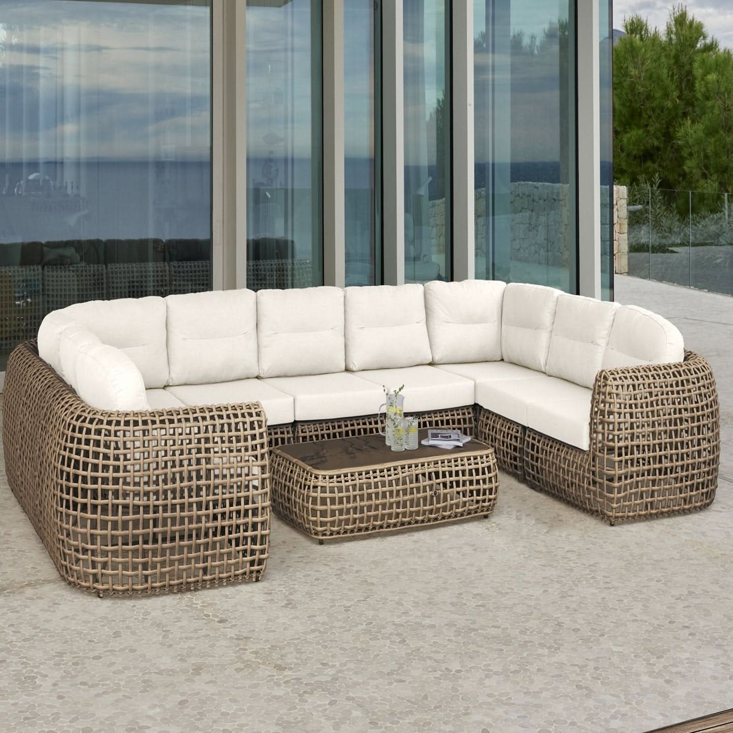 Skyline Design Dynasty Wicker Outdoor 9-Person Sectional Set
