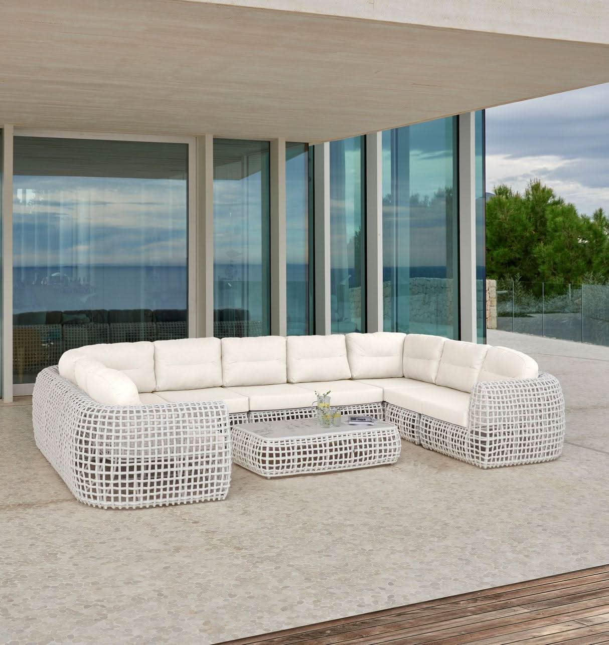 Skyline Design Dynasty Wicker Outdoor 9-Person Sectional Set
