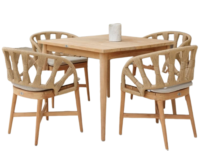 Skyline Design Krabi Teak Outdoor 4-Person Square Dining Set