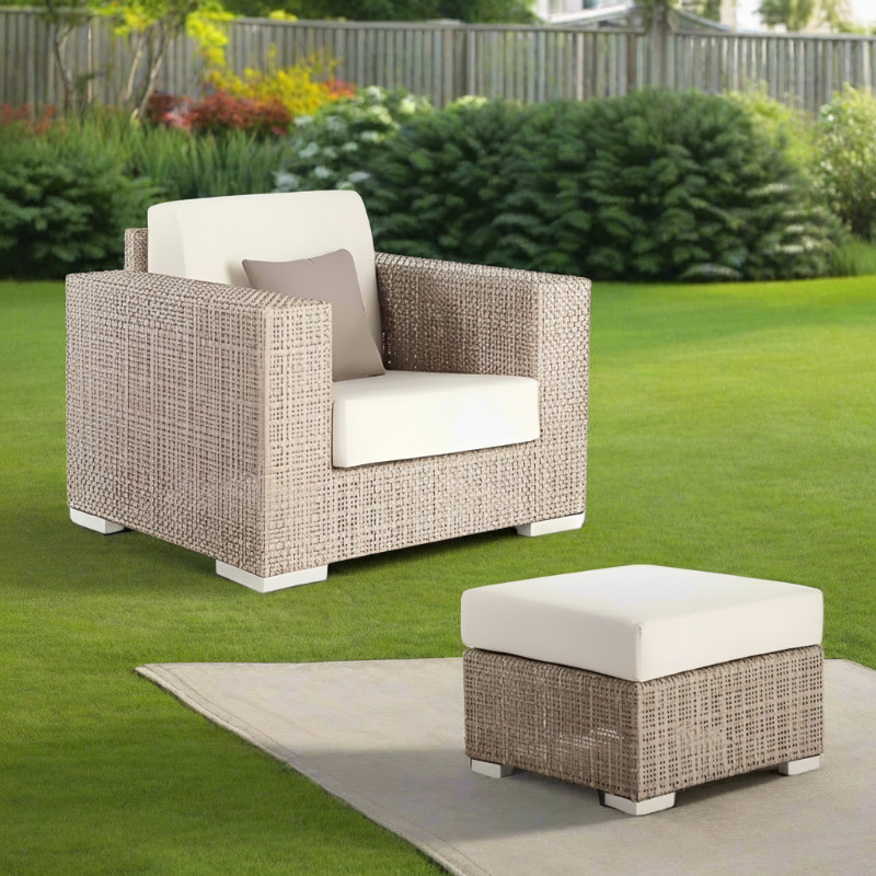 Skyline Design Paloma Wicker Outdoor Armchair with Ottoman