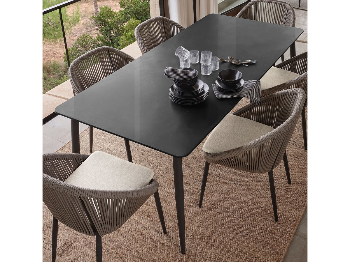 Skyline Design Rodona Aluminum Outdoor Rectangular Dining Table with Glass