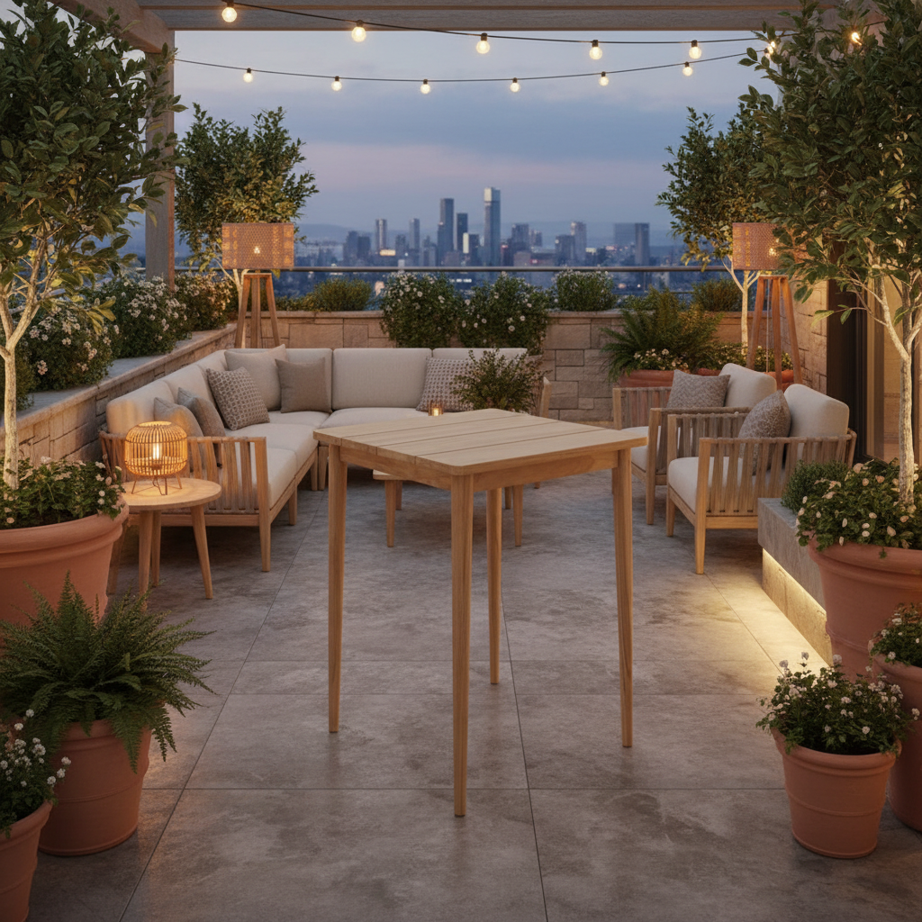 Skyline Design Calixto Square Teak Pub Table