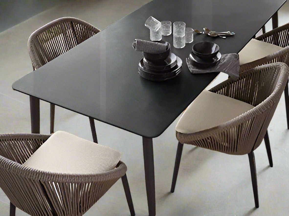 Skyline Design Rodona Rectangular Dining Table with Glass