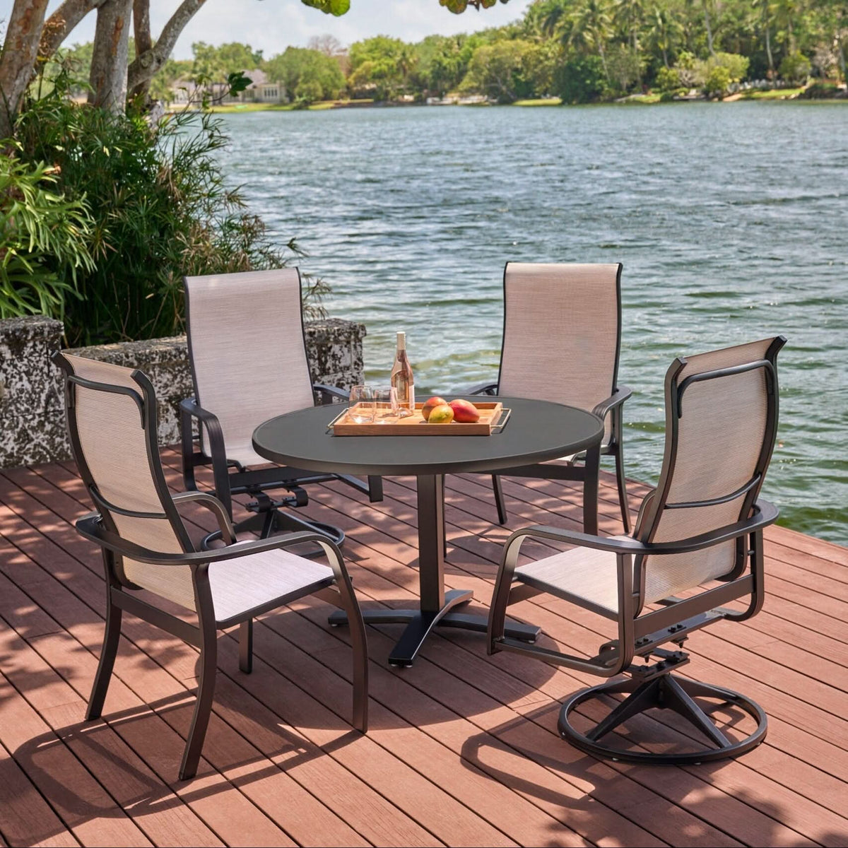 Telescope Casual Soho Sling Aluminum Outdoor Stacking Arm Chair