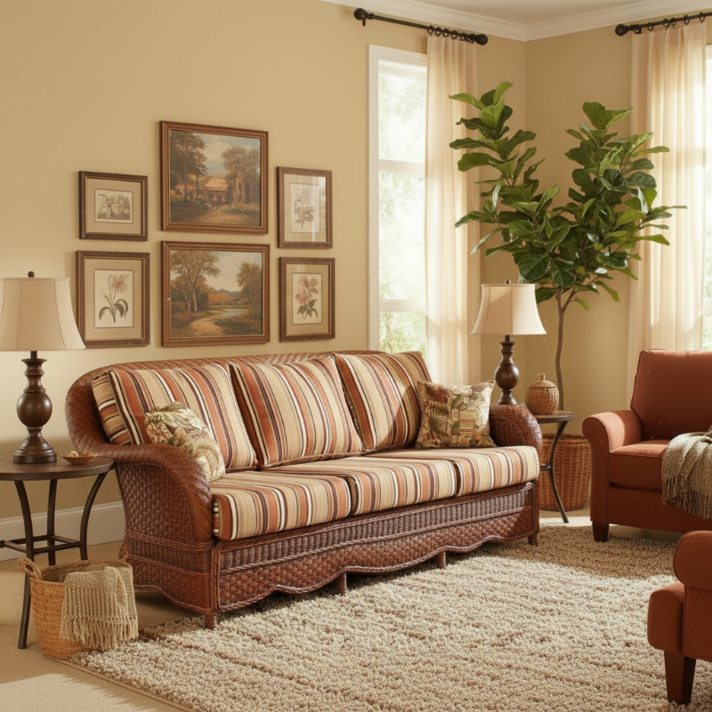 South Sea Rattan Autumn Morning Wicker Indoor Sofa