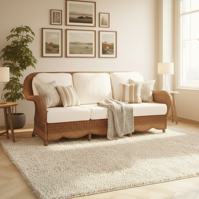 South Sea Rattan Autumn Morning Wicker Indoor Sofa