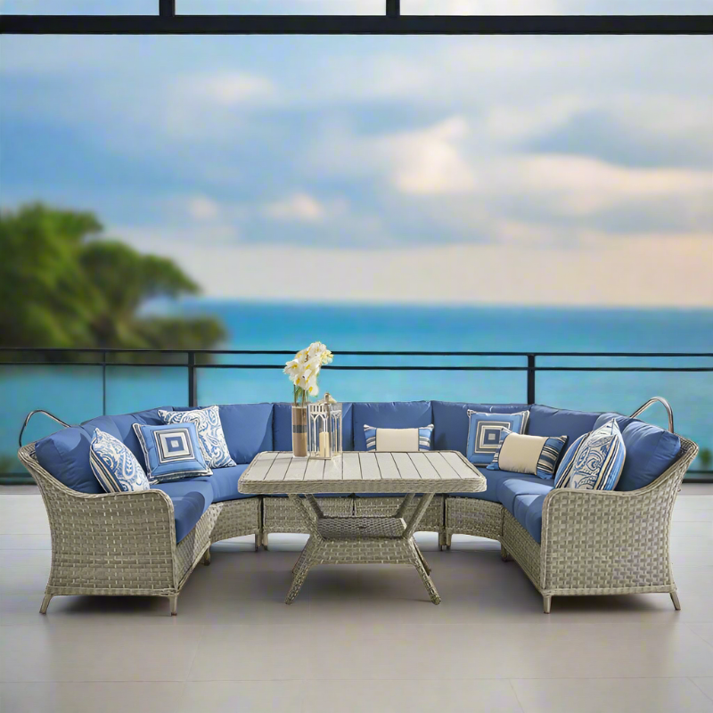 South Sea Rattan Mayfair Wicker Outdoor 8-Person Conversation Set