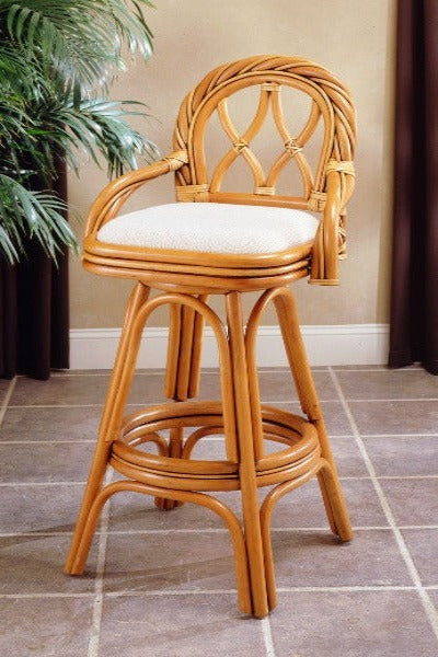 South Sea Rattan New Twist Indoor Bar Stool - 24 Inch Front View