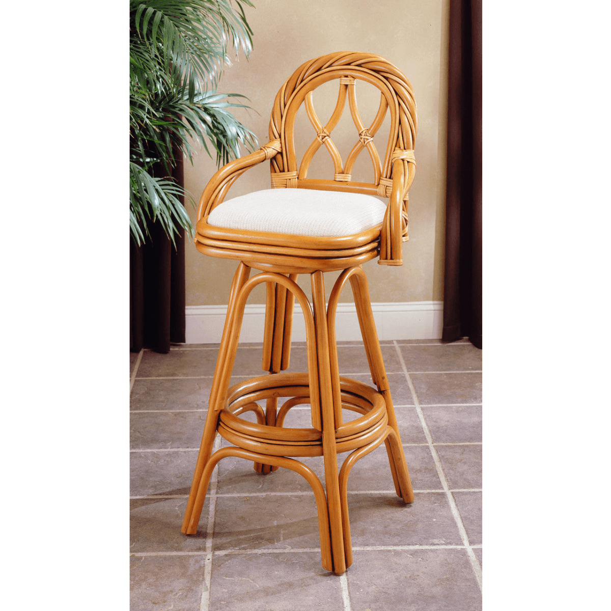South Sea Rattan New Twist Rattan Indoor Barstool