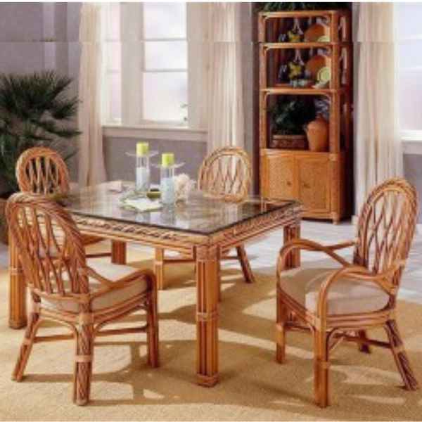 South Sea Rattan New Twist Indoor Rectangular Dining Table (Chairs Not Included)