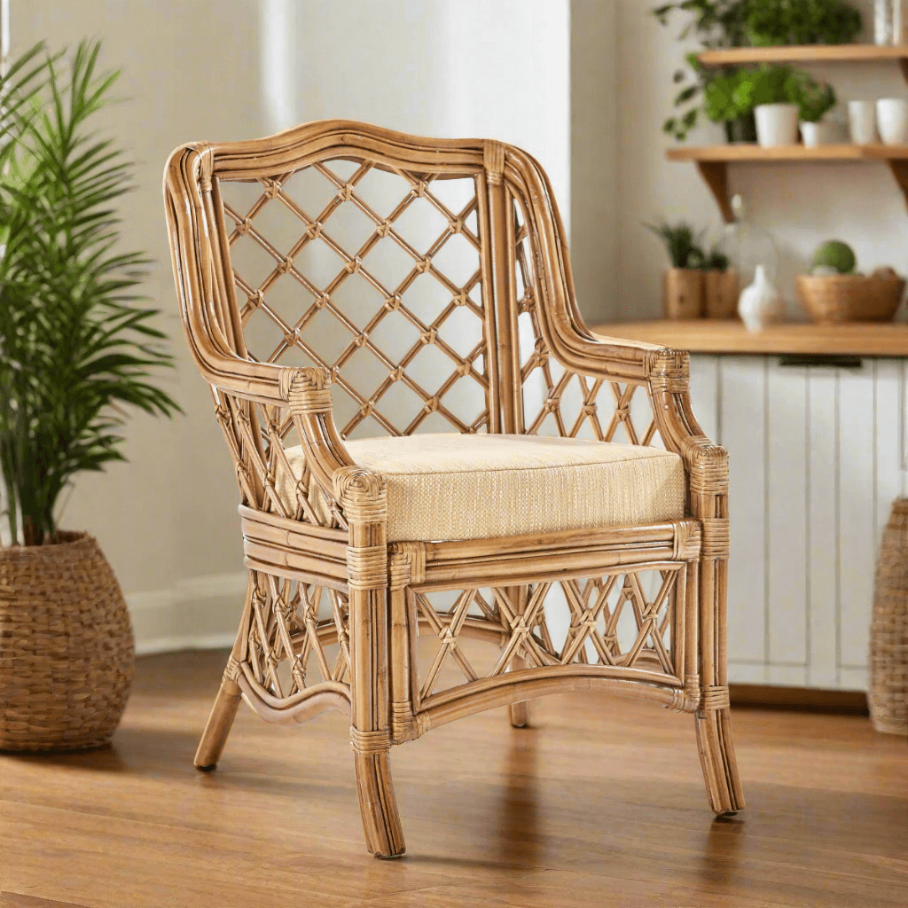 South Sea Rattan Nadine Rattan Indoor Dining Arm Chair