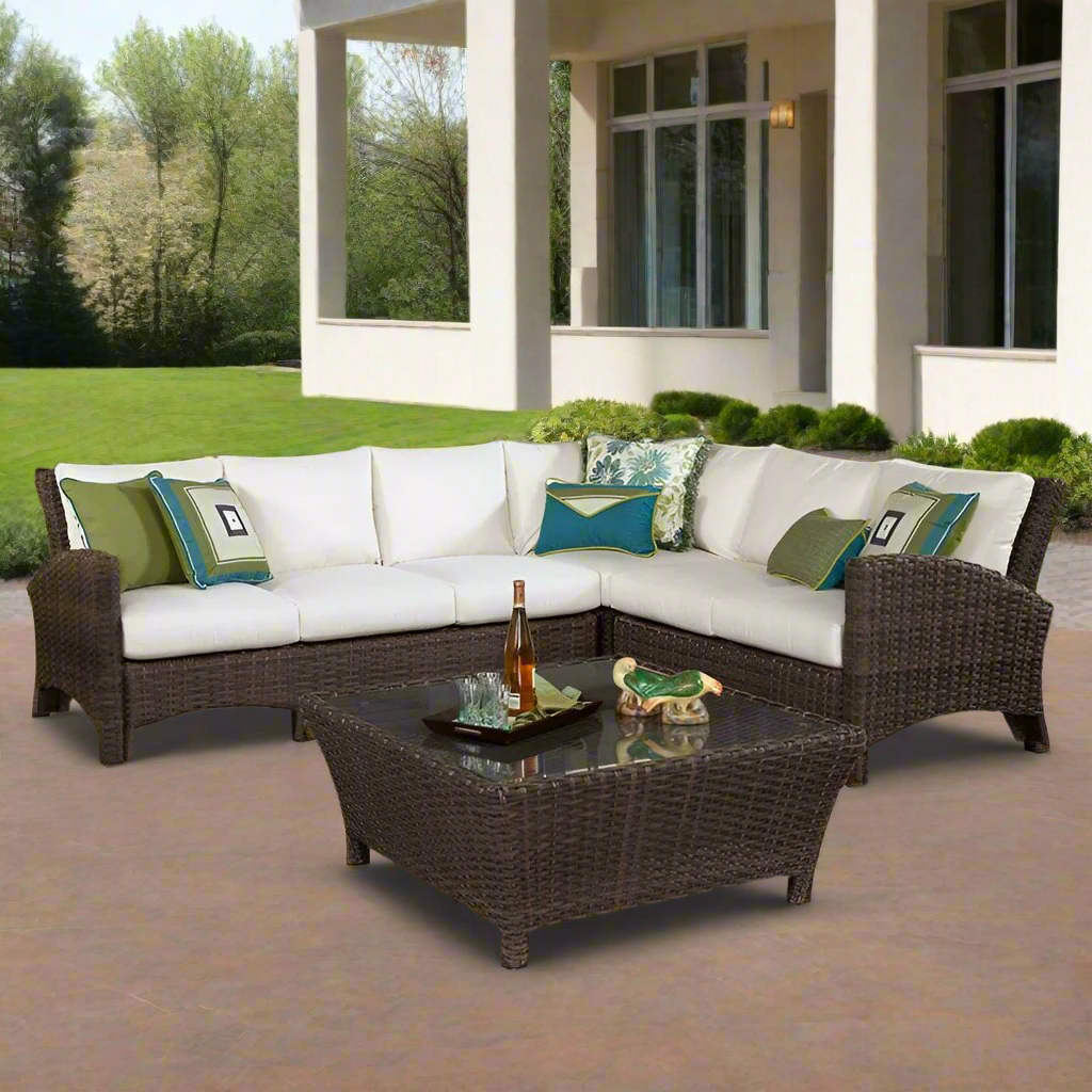 South Sea Rattan Panama Resin Wicker Sectional Set