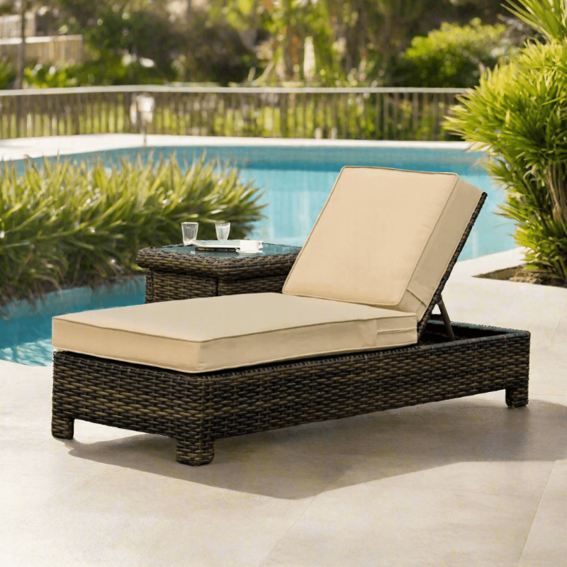 South Sea Rattan Saint Tropez Wicker Outdoor Chaise Lounge
