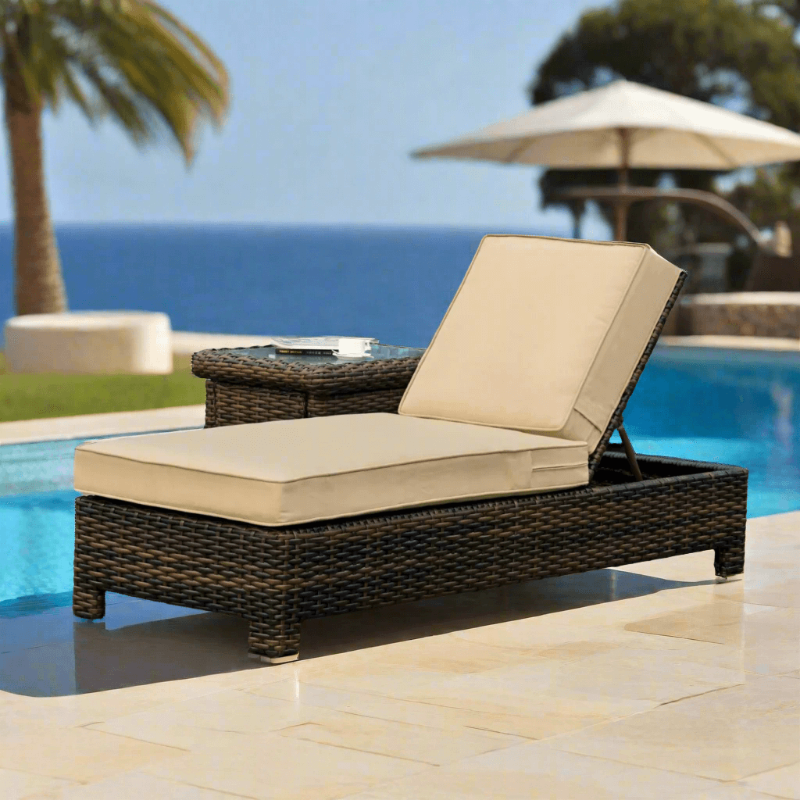 South Sea Rattan Saint Tropez Wicker Outdoor Chaise Lounge