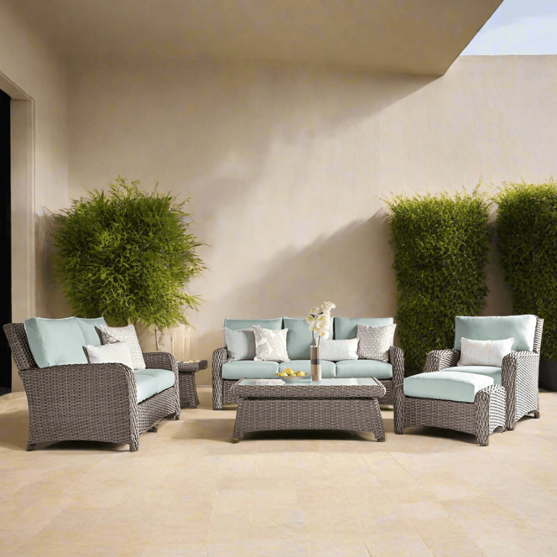 South Sea Rattan Saint Tropez Wicker Outdoor 6-Person Patio Lounge Set