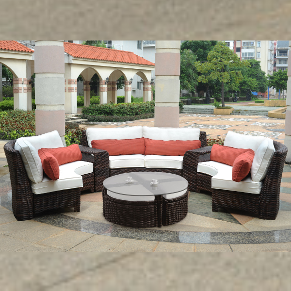 Rattan curved cheap corner sofa set