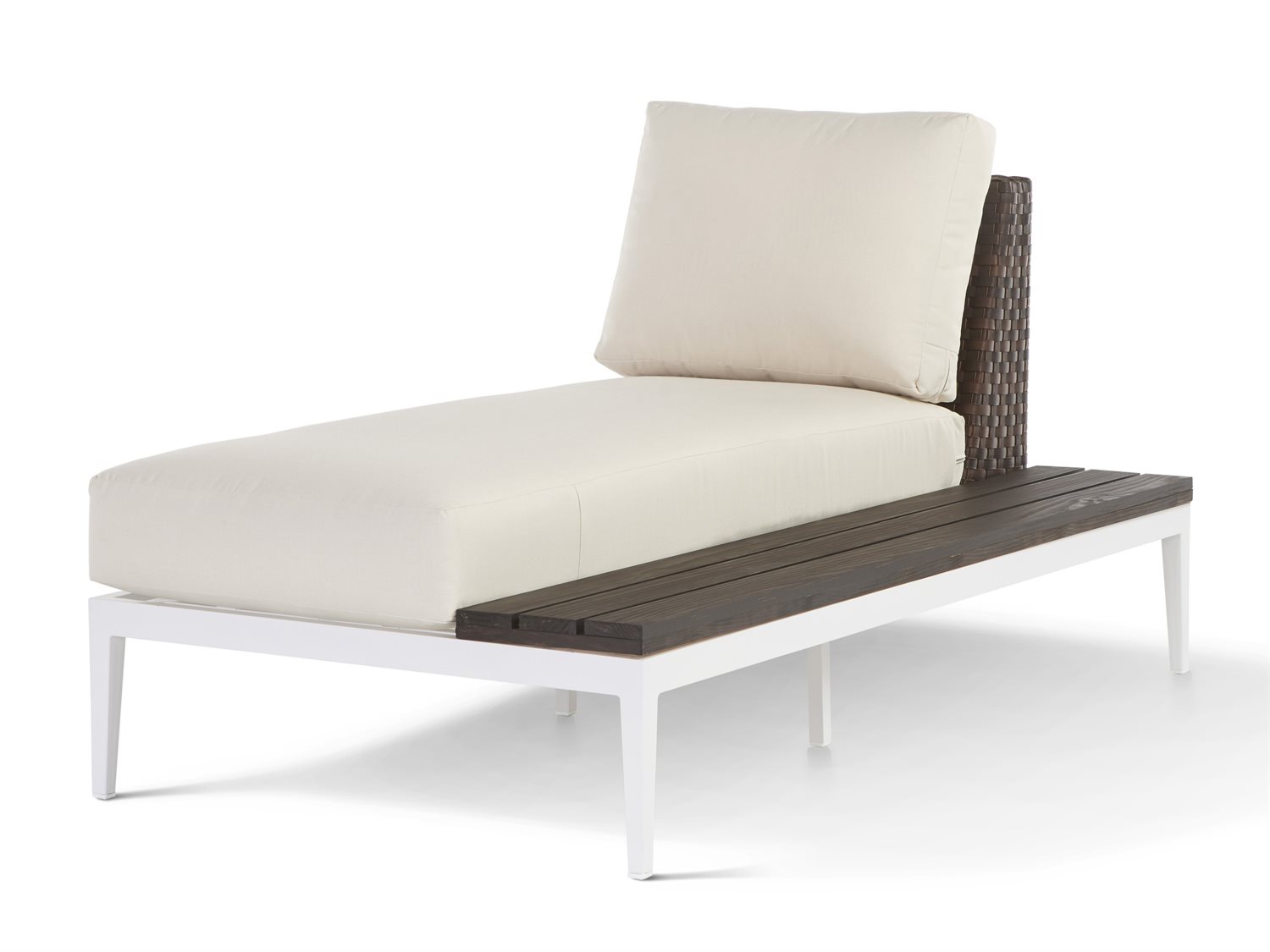 South Sea Rattan Stevie Wicker Chaise Lounge With Right Side Facing Table