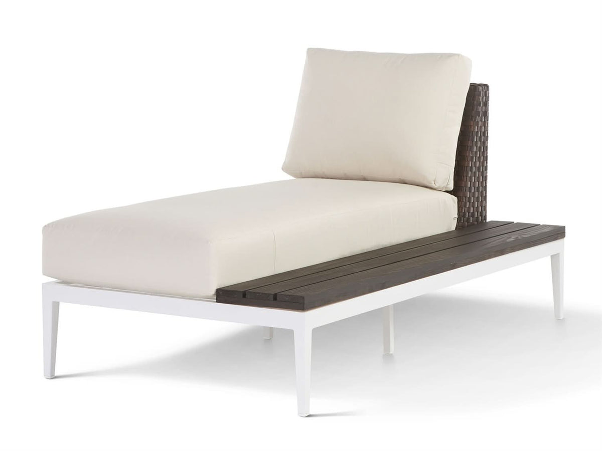 South Sea Rattan Stevie Aluminum Outdoor Chaise Lounge With Right Side Facing Table