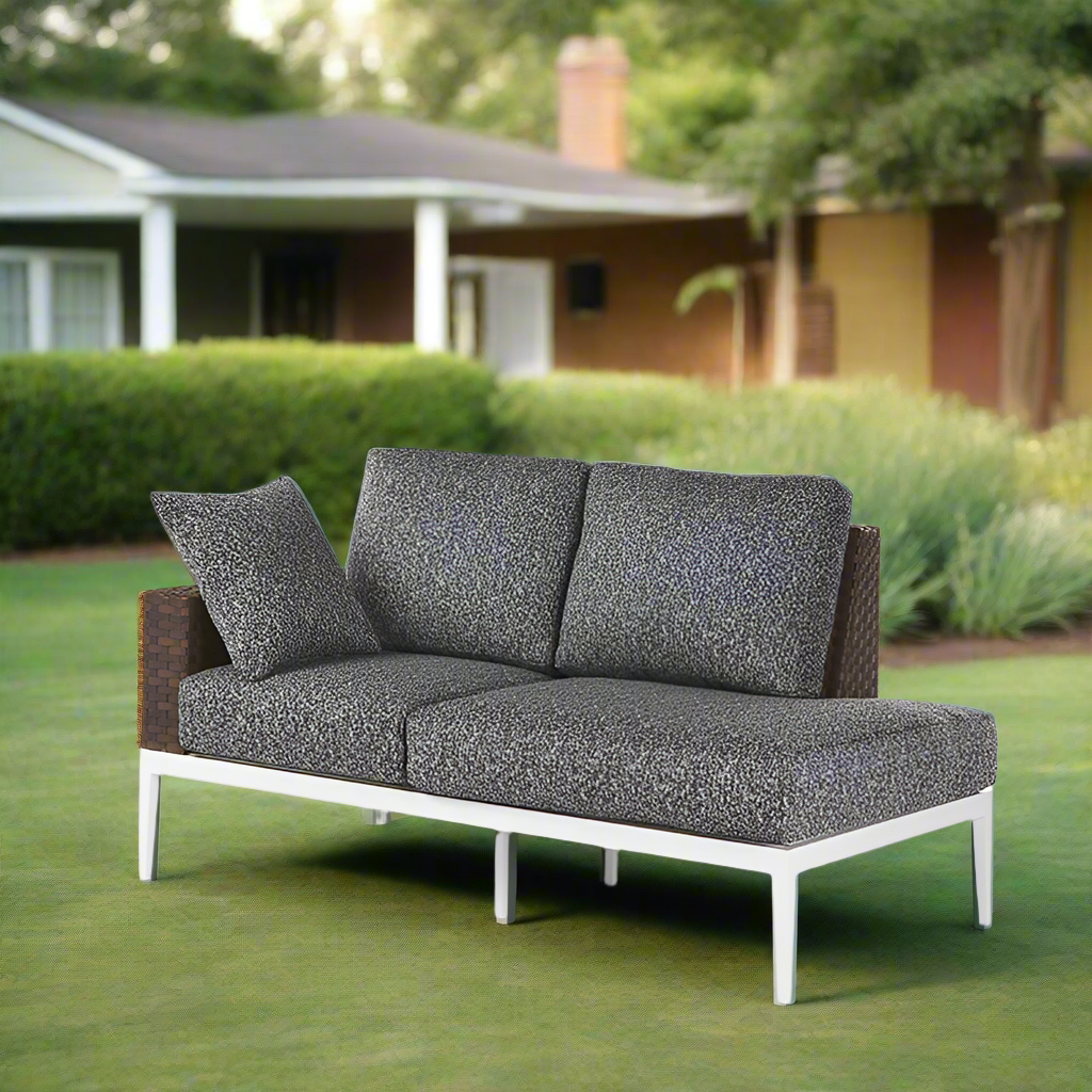 South Sea Rattan Stevie Aluminum Outdoor Left Side Facing Loveseat Chaise