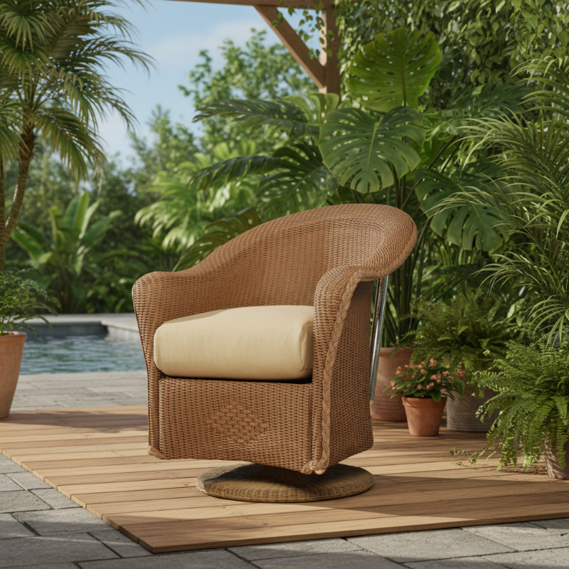 Lloyd Flanders Reflections Wicker Outdoor Swivel Rocker Dining Armchair