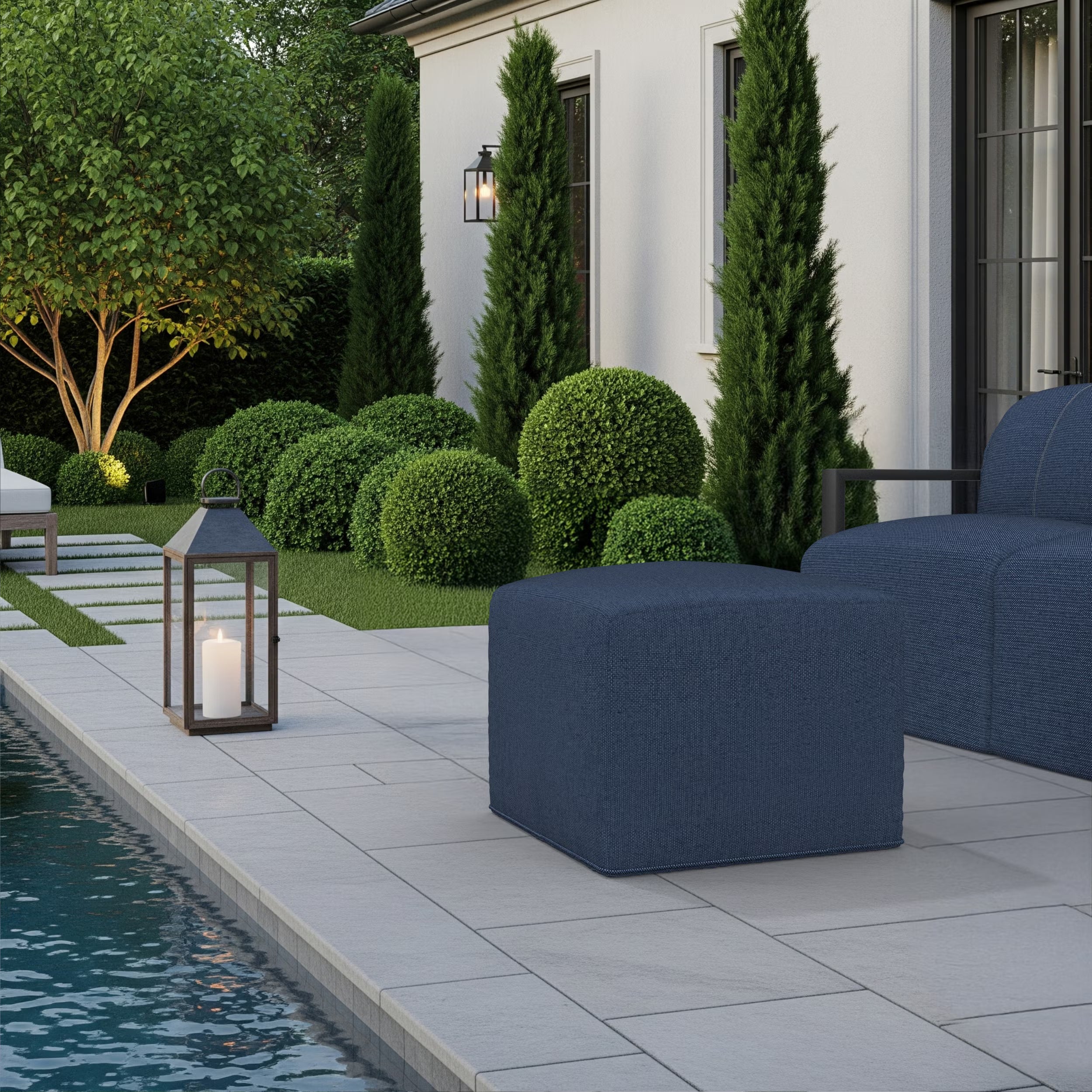 Forever Patio Tuscino Recycled Poly Lumber Outdoor Cube Ottoman
