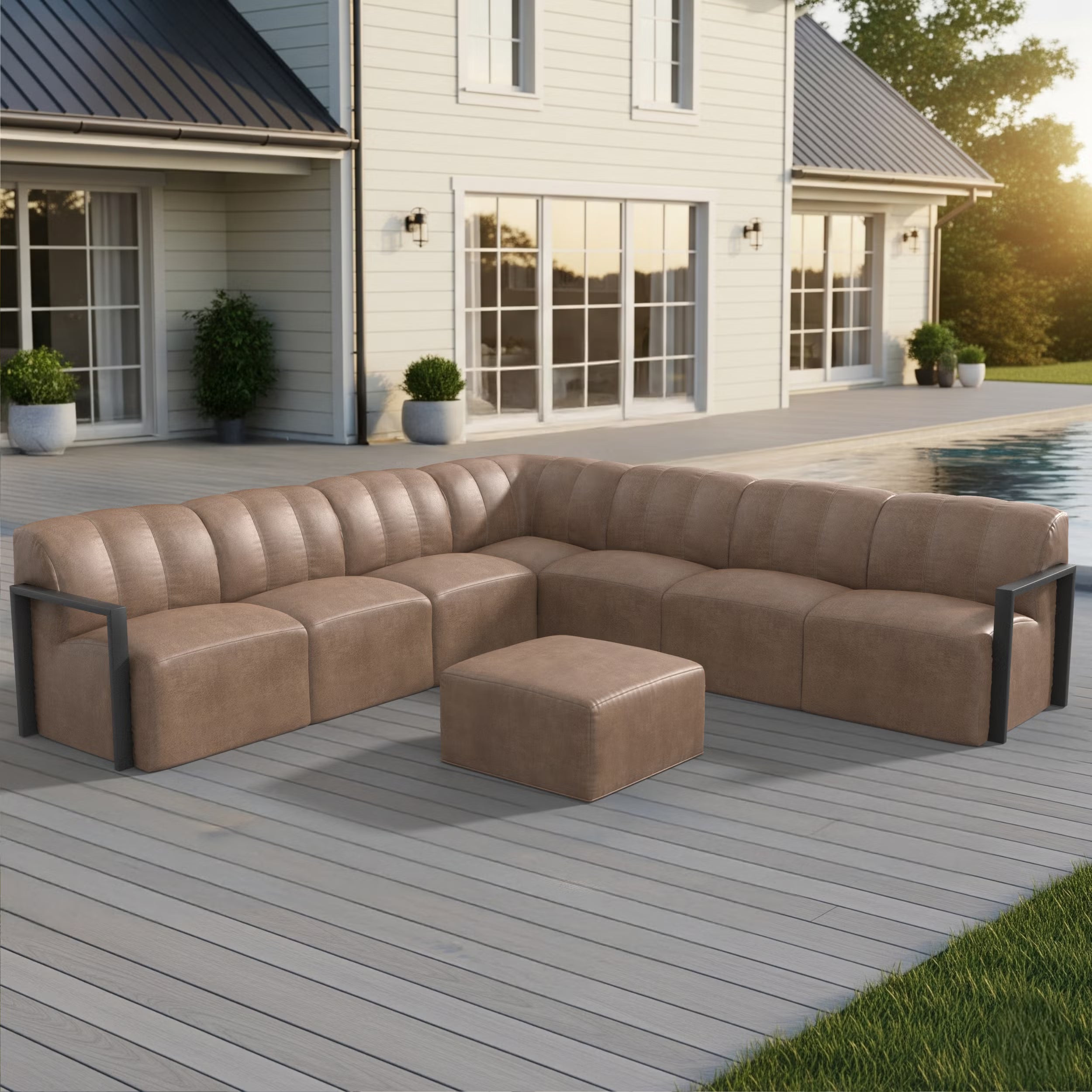 Forever Patio Tuscino Recycled Poly Lumber Outdoor 7-Person Conversation Set