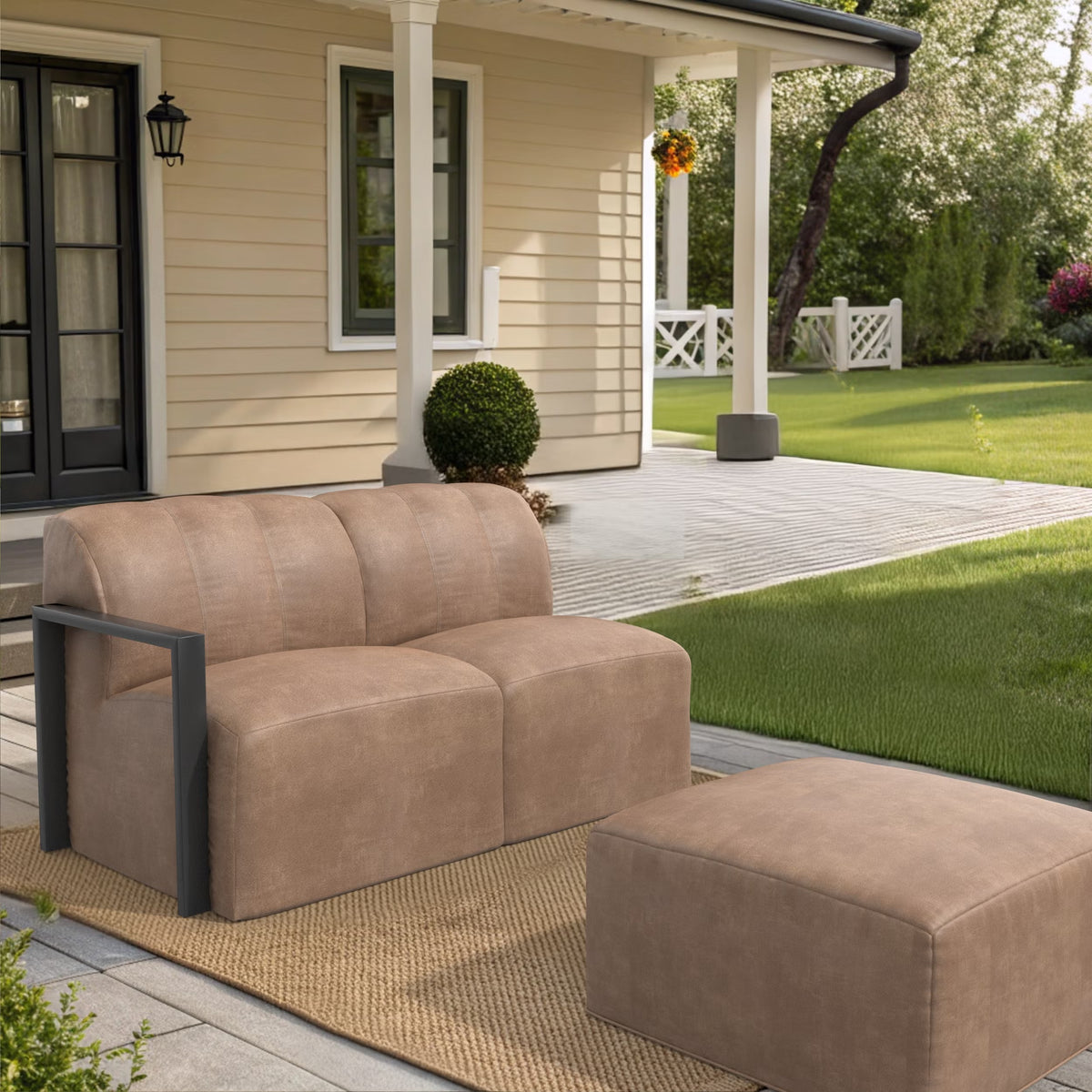 Forever Patio Tuscino Recycled Poly Lumber Outdoor Sectional Right Arm Loveseat